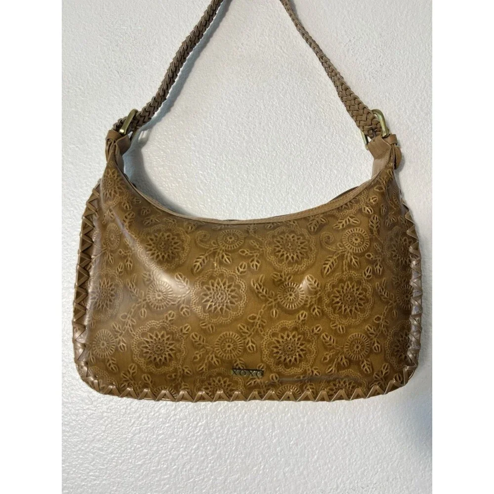 VTG XOXO Floral Embossed Tooled Boho Shoulder Bag Y2K Indie Western